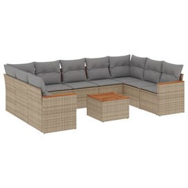 Maison exclusive - salon de jardin avec coussins 10 pcs beige résine tressée
