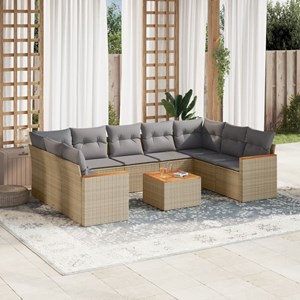 Maison exclusive - salon de jardin avec coussins 10 pcs beige résine tressée