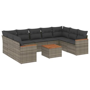 Maison exclusive - salon de jardin avec coussins 10 pcs gris résine tressée