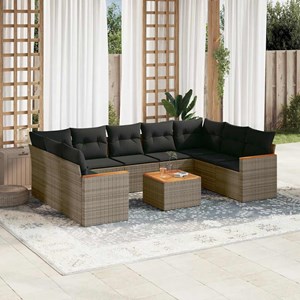 Maison exclusive - salon de jardin avec coussins 10 pcs gris résine tressée