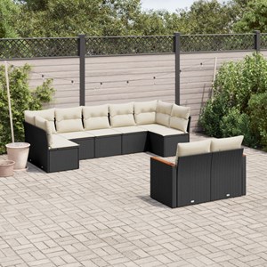 Maison exclusive - salon de jardin 9 pcs avec coussins noir résine tressée