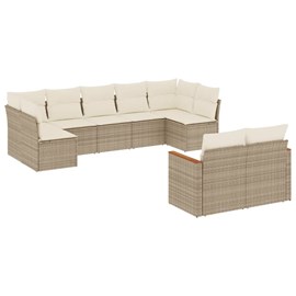 Maison exclusive - salon de jardin avec coussins 9 pcs beige résine tressée