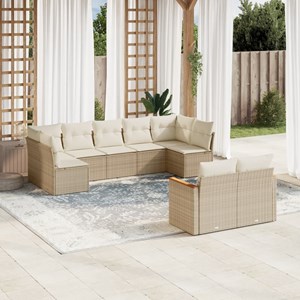 Maison exclusive - salon de jardin avec coussins 9 pcs beige résine tressée