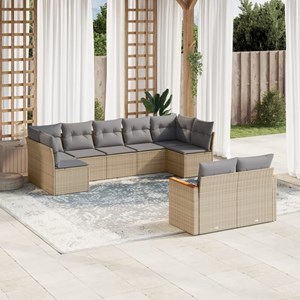 Maison exclusive - salon de jardin avec coussins 9 pcs beige résine tressée