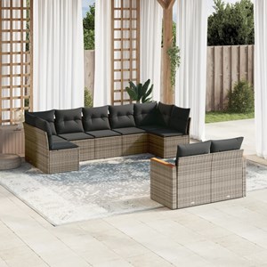 Maison exclusive - salon de jardin 9 pcs avec coussins gris résine tressée