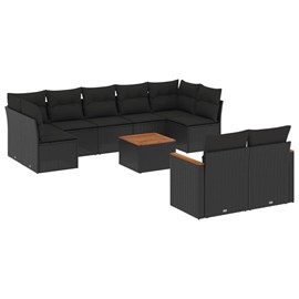 Maison exclusive - salon de jardin 10 pcs avec coussins noir résine tressée
