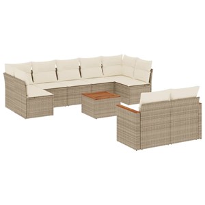 Maison exclusive - salon de jardin avec coussins 10 pcs beige résine tressée