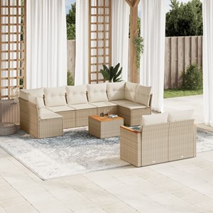 Maison exclusive - salon de jardin avec coussins 10 pcs beige résine tressée