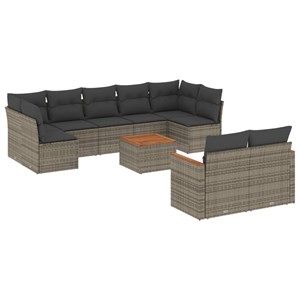 Maison exclusive - salon de jardin avec coussins 10 pcs gris résine tressée
