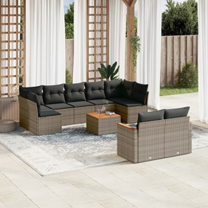 Maison exclusive - salon de jardin avec coussins 10 pcs gris résine tressée