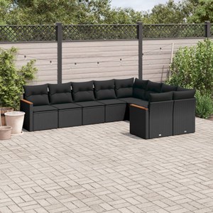 Maison exclusive - salon de jardin 9 pcs avec coussins noir résine tressée