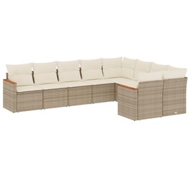 Maison exclusive - salon de jardin avec coussins 9 pcs beige résine tressée