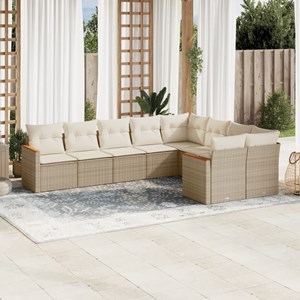 Maison exclusive - salon de jardin avec coussins 9 pcs beige résine tressée