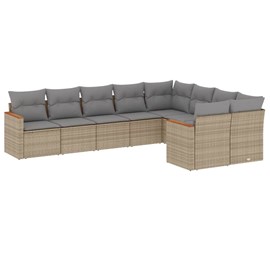 Maison exclusive - salon de jardin avec coussins 9 pcs beige résine tressée