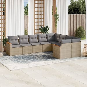 Maison exclusive - salon de jardin avec coussins 9 pcs beige résine tressée