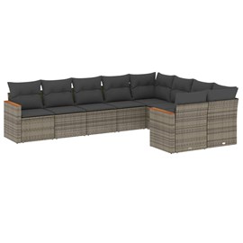 Maison exclusive - salon de jardin 9 pcs avec coussins gris résine tressée