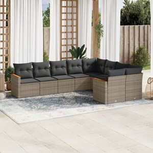 Maison exclusive - salon de jardin 9 pcs avec coussins gris résine tressée