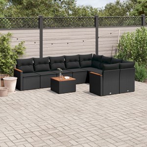 Maison exclusive - salon de jardin 10 pcs avec coussins noir résine tressée