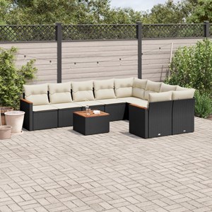 Maison exclusive - salon de jardin 10 pcs avec coussins noir résine tressée