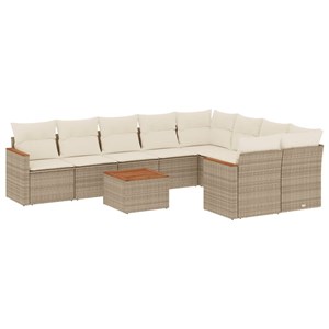 Maison exclusive - salon de jardin avec coussins 10 pcs beige résine tressée