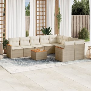 Maison exclusive - salon de jardin avec coussins 10 pcs beige résine tressée