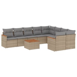 Maison exclusive - salon de jardin avec coussins 10 pcs beige résine tressée