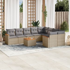 Maison exclusive - salon de jardin avec coussins 10 pcs beige résine tressée