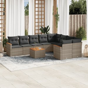Maison exclusive - salon de jardin avec coussins 10 pcs gris résine tressée