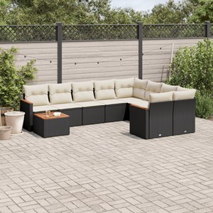 Maison exclusive - salon de jardin 10 pcs avec coussins noir résine tressée