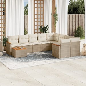 Maison exclusive - salon de jardin avec coussins 10 pcs beige résine tressée