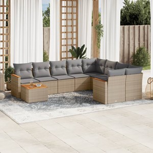 Maison exclusive - salon de jardin avec coussins 10 pcs beige résine tressée