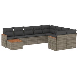 Maison exclusive - salon de jardin avec coussins 10 pcs gris résine tressée