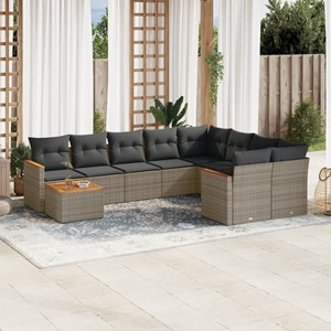 Maison exclusive - salon de jardin avec coussins 10 pcs gris résine tressée