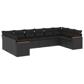 Maison exclusive - salon de jardin 10 pcs avec coussins noir résine tressée