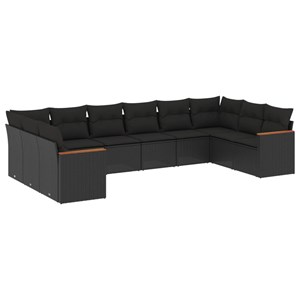 Maison exclusive - salon de jardin 10 pcs avec coussins noir résine tressée