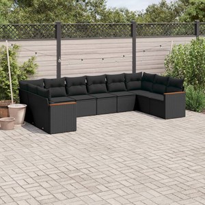 Maison exclusive - salon de jardin 10 pcs avec coussins noir résine tressée