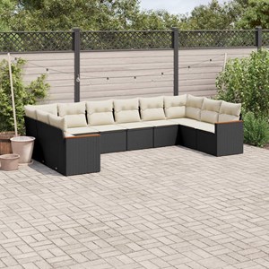 Maison exclusive - salon de jardin 10 pcs avec coussins noir résine tressée