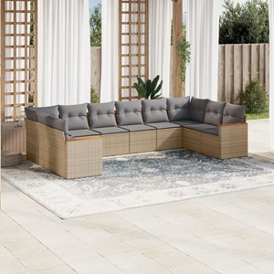 Maison exclusive - salon de jardin avec coussins 10 pcs beige résine tressée