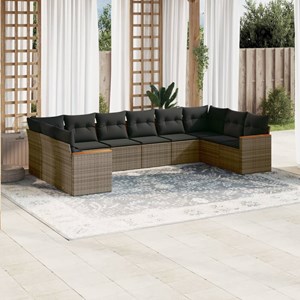 Maison exclusive - salon de jardin avec coussins 10 pcs gris résine tressée