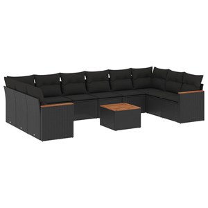 Maison exclusive - salon de jardin 11 pcs avec coussins noir résine tressée