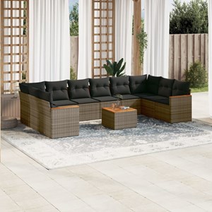 Maison exclusive - salon de jardin 11 pcs avec coussins gris résine tressée