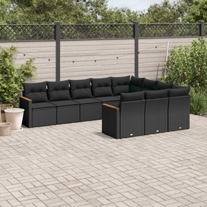 Maison exclusive - salon de jardin 10 pcs avec coussins noir résine tressée