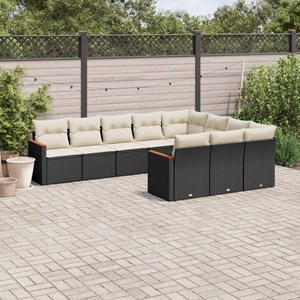 Maison exclusive - salon de jardin 10 pcs avec coussins noir résine tressée