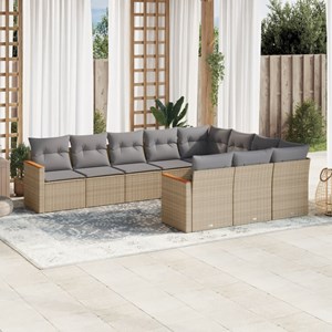 Maison exclusive - salon de jardin avec coussins 10 pcs beige résine tressée