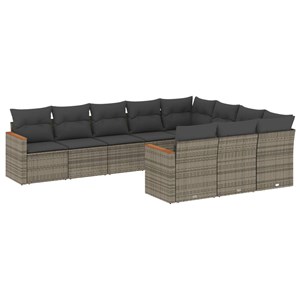 Maison exclusive - salon de jardin avec coussins 10 pcs gris résine tressée