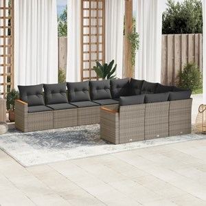 Maison exclusive - salon de jardin avec coussins 10 pcs gris résine tressée