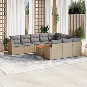 Maison exclusive - salon de jardin 11 pcs avec coussins beige résine tressée