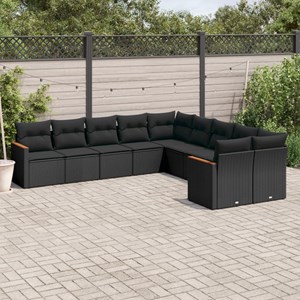 Maison exclusive - salon de jardin 10 pcs avec coussins noir résine tressée