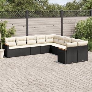 Maison exclusive - salon de jardin 10 pcs avec coussins noir résine tressée