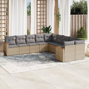 Maison exclusive - salon de jardin avec coussins 10 pcs beige résine tressée